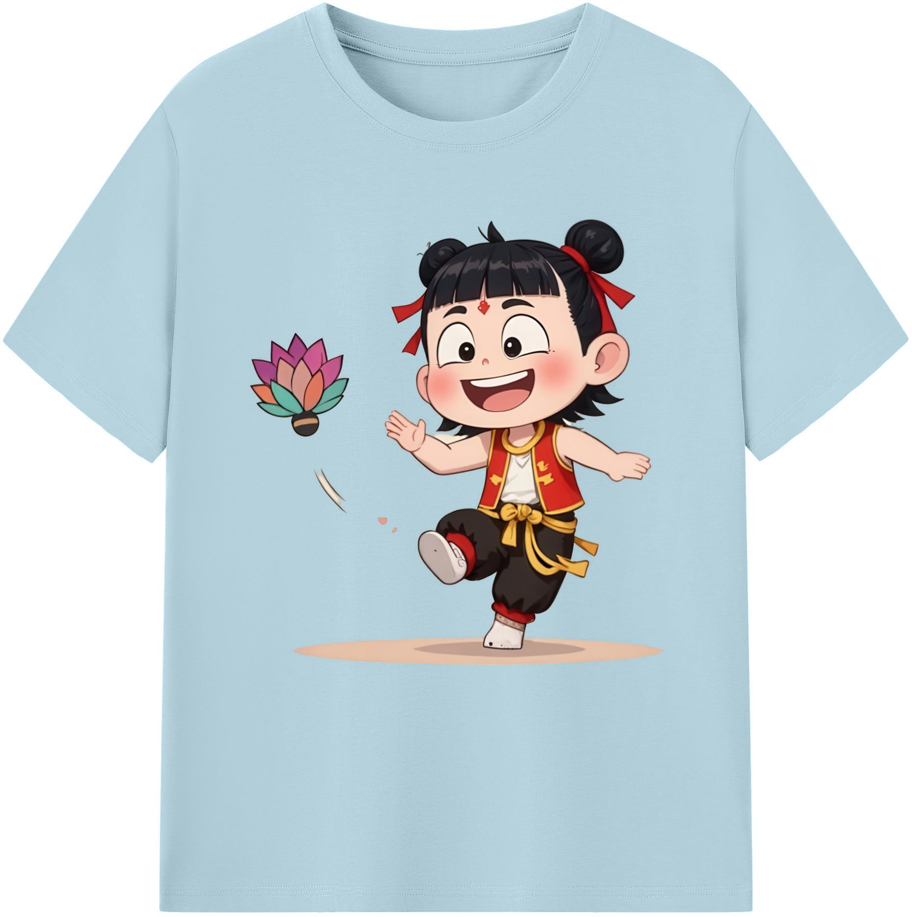 （画像用） Ne Zha 2 ナタ 魔童の大暴れ 綿100％半袖Tシャツ（フロントプリント）